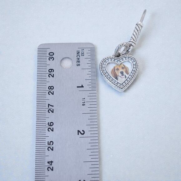 Brighton Silver Plated Heart Photo Frame Charm With Screwdriver Crystal Accent - Picture 6 of 6